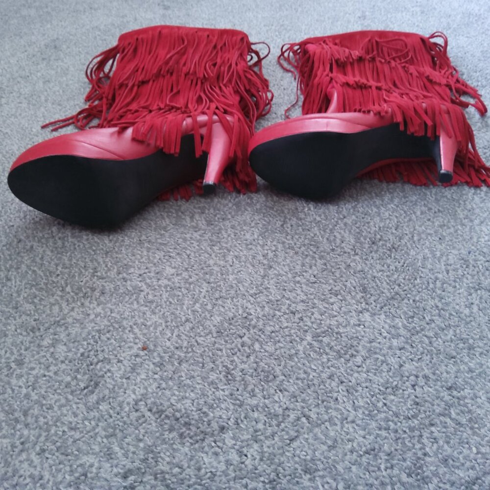 Mojo Moxy Red Fringe Boots - image 6